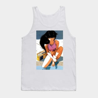 Retro Japanese Anime Sad Girl Summer Pool Side Vaporwave Aesthetic Shirt Tank Top